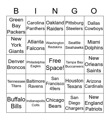 Super Bowl 50! Bingo Card