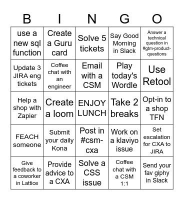 TSS Bingo 7/24/2023 Bingo Card