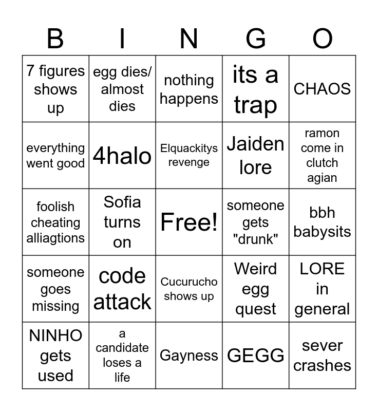 QSMP NEW MEMBERS!! Bingo Card