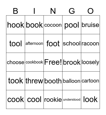 Long/Short U - Lesson 21 Bingo Card