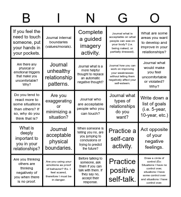 Joey's Bingo Card