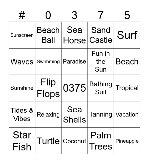 Hot Cashier Summer Bingo Card