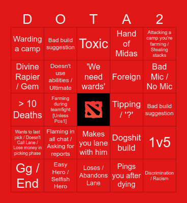 DOTA2 RANDOM BINGO Card