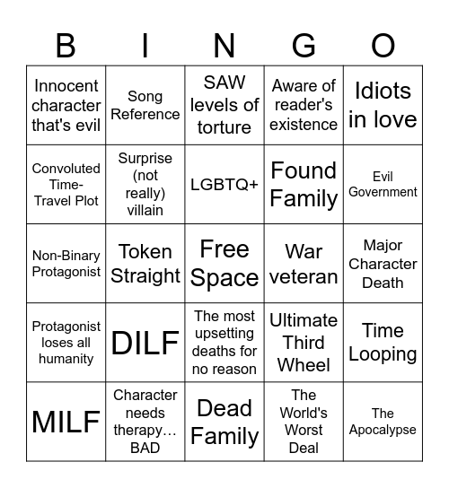 North's Story Tropes Bingo Card