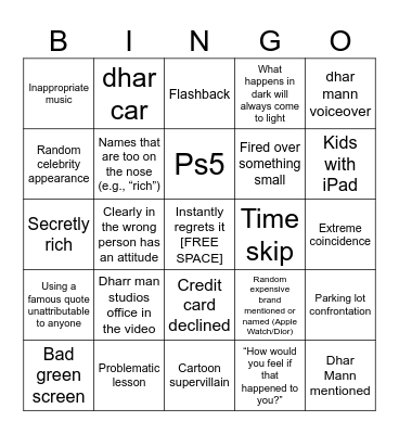 Dhar Mann Bingo v2 Bingo Card