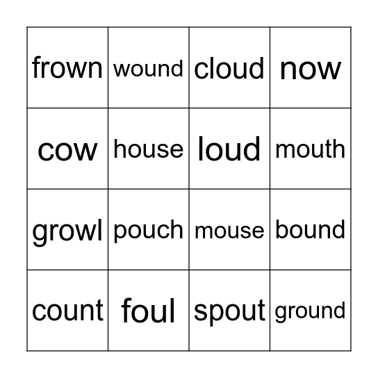 EC Unit 8 - /ow/ Bingo Card