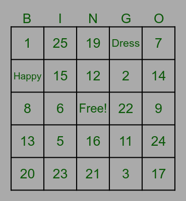 Angela's Bridal Shower Bingo Card