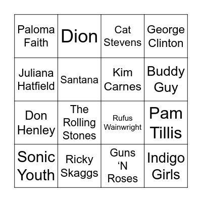 Boogie Down Bingo Card