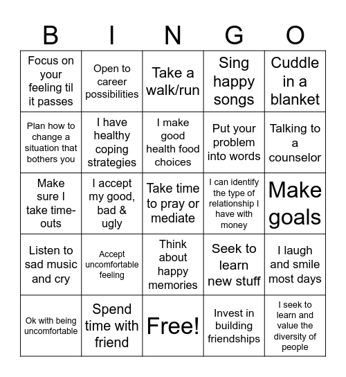 WIT Taking Care Bingo Card