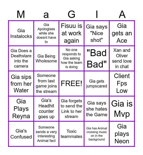 Gia's Stream Bingo! Bingo Card