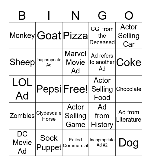 Ad Bingo Card