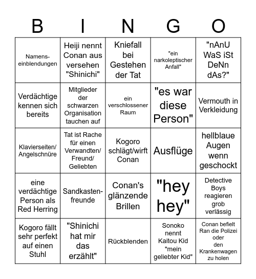 Detektiv Conan Bingo Card