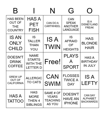 HUMAN SCAVENGER HUNT Bingo Card