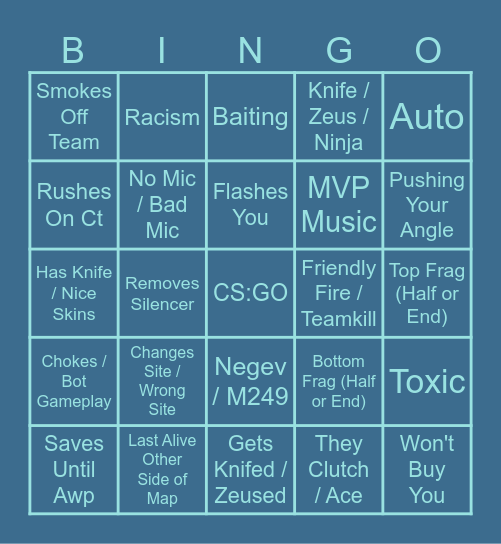 CS:GO Random Bingo Card