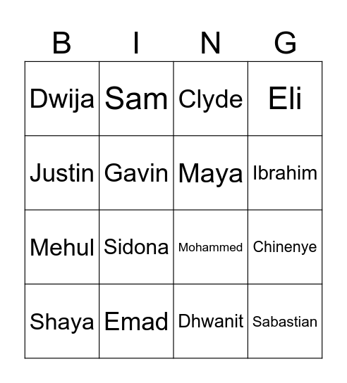 4/5 Ms. Meagan Bingo Card