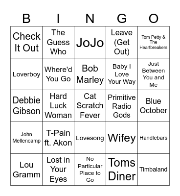 Songs We Forgot Bingo Card