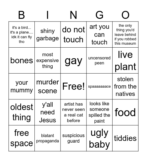 Museum Bingo Nsfw Bingo Card 9224