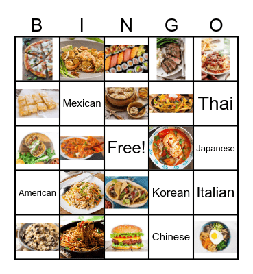 Food Bingo Card