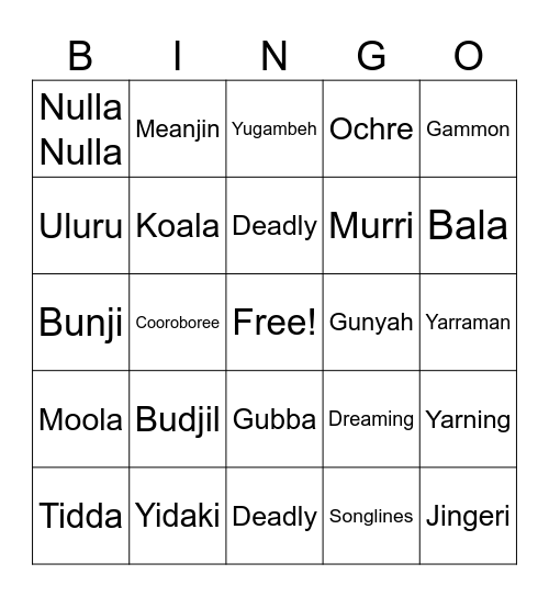 Lingo Bingo Card