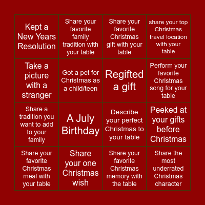 Holiday Party Bingo Card