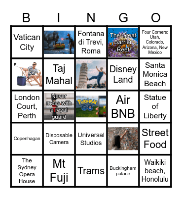 Tacky Tourists Bingo Card