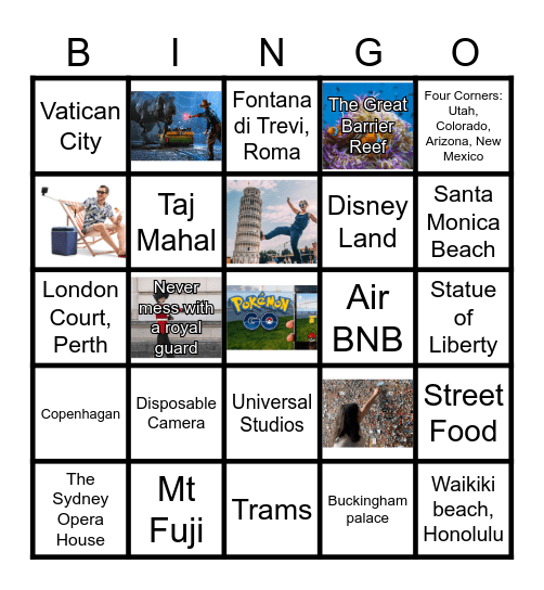 Tacky Tourists Bingo Card