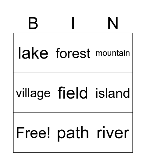 The world around us Bingo Card