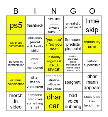 Dhar Mann Bingo v4 Bingo Card