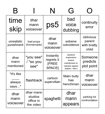 Dhar Mann Bingo v2 Bingo Card