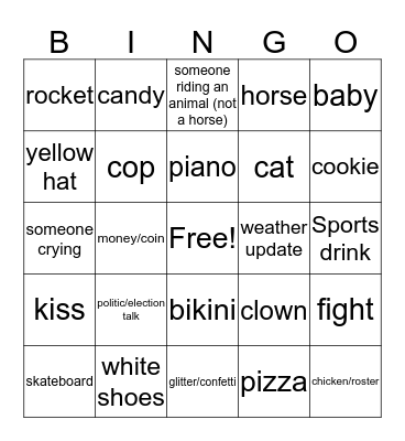 Super Bowl Bingo 2016 Bingo Card