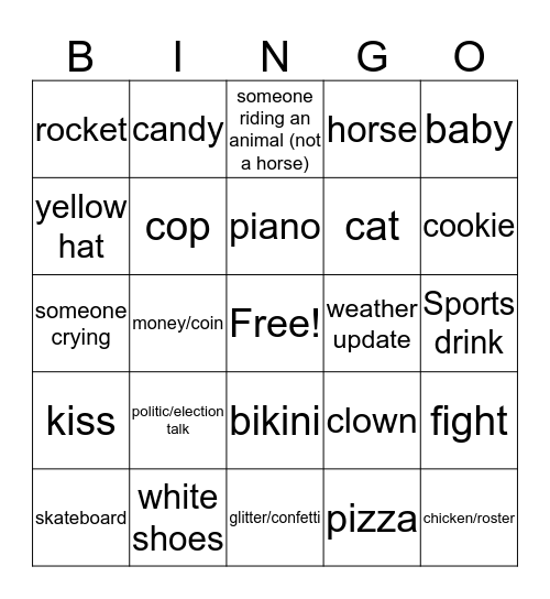 Super Bowl Bingo 2016 Bingo Card