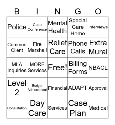 Adult Services Bingo Card