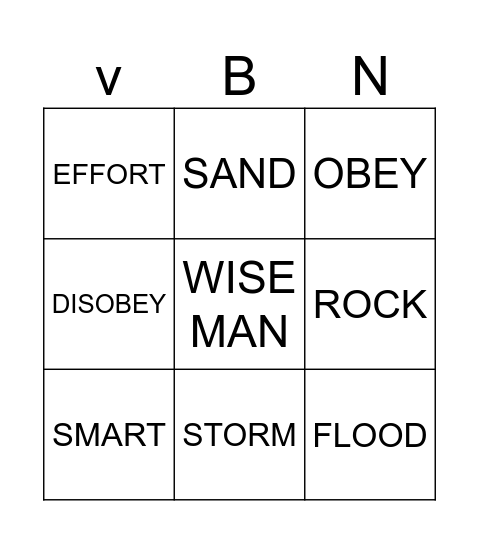 Wise Man Foolish Man Bingo Card