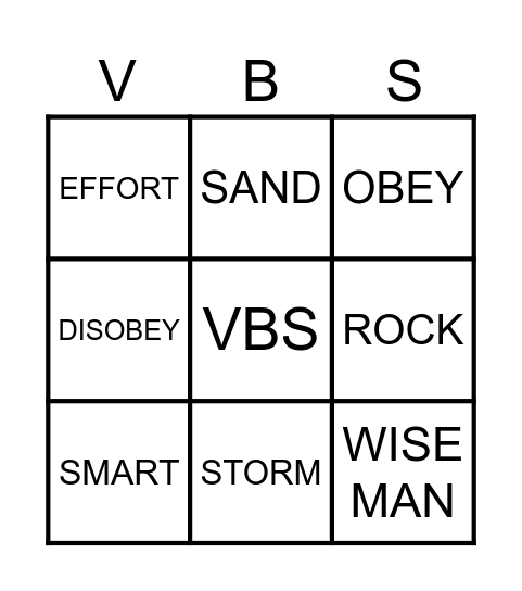 Wise Man Foolish Man Bingo Card