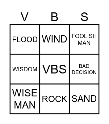 Wise Man Foolish Man Bingo Card