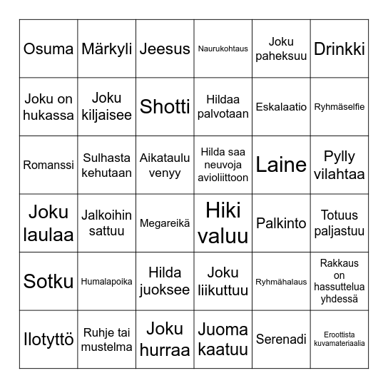 Hildan polttaribingo Card