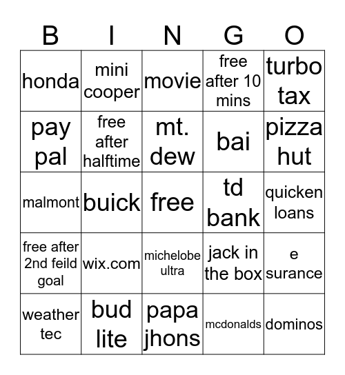 rose Bingo Card