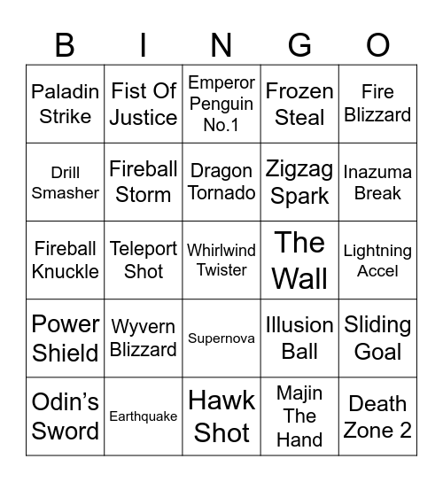 Lycanroc [Inazuma Eleven] Round 1 Bingo Card