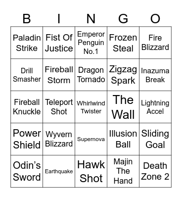 Yumi [Inazuma Eleven] Round 2 Bingo Card