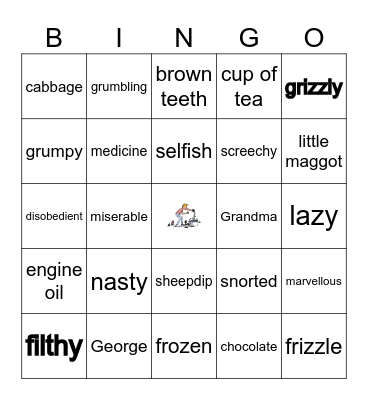 George's Marvellous Medicine Bingo Card