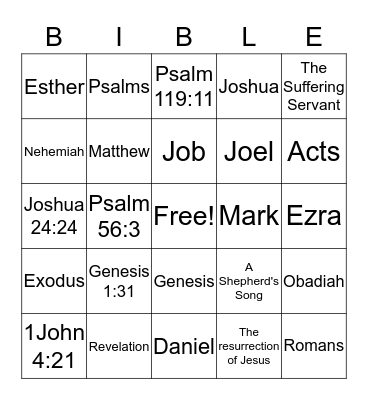 Bible Drill Bingo Card