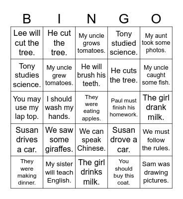 Let's Practice Bingo Card