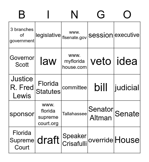 Capital BINGO Card