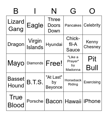 Liz Bingo Card