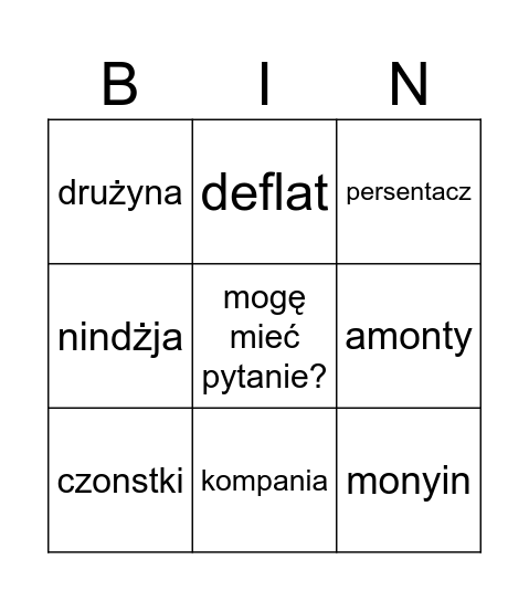 Marcinowe Bingo Card