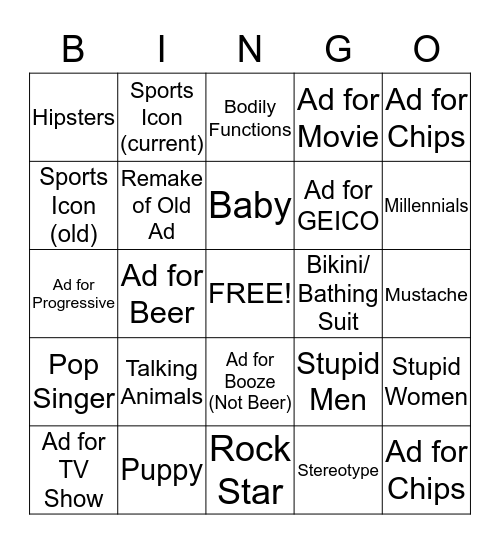 Advertising Bingo Card