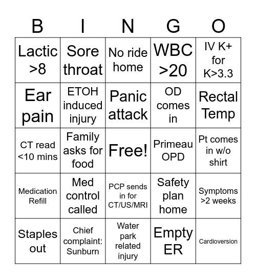 August Bingo Card