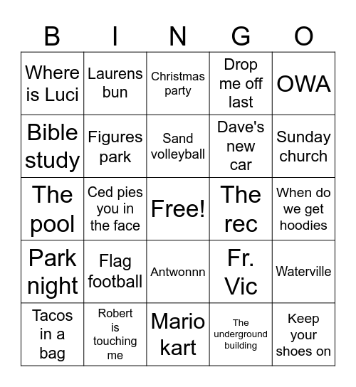 UNDERGROUND BINGO Card