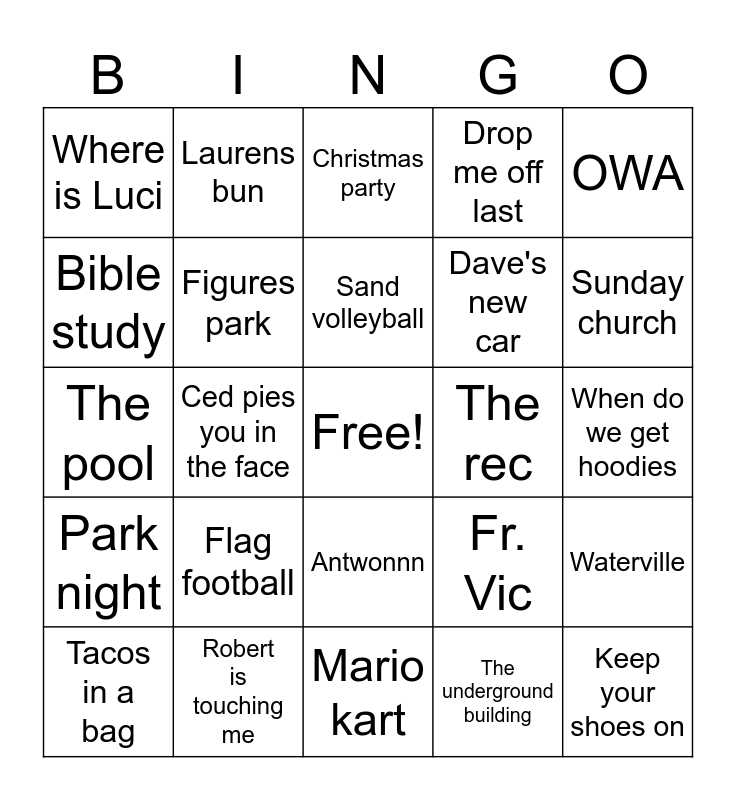 THE UNDERGROUND RP Bingo Card