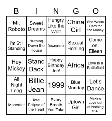 The Year was..1983 Bingo Card
